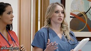 Girlsway Scorching New-cummer Nurse With Meaty Melons Has A Moist Labia Formation With Her Domineering