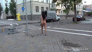 Downright nude in public. nude on city streets